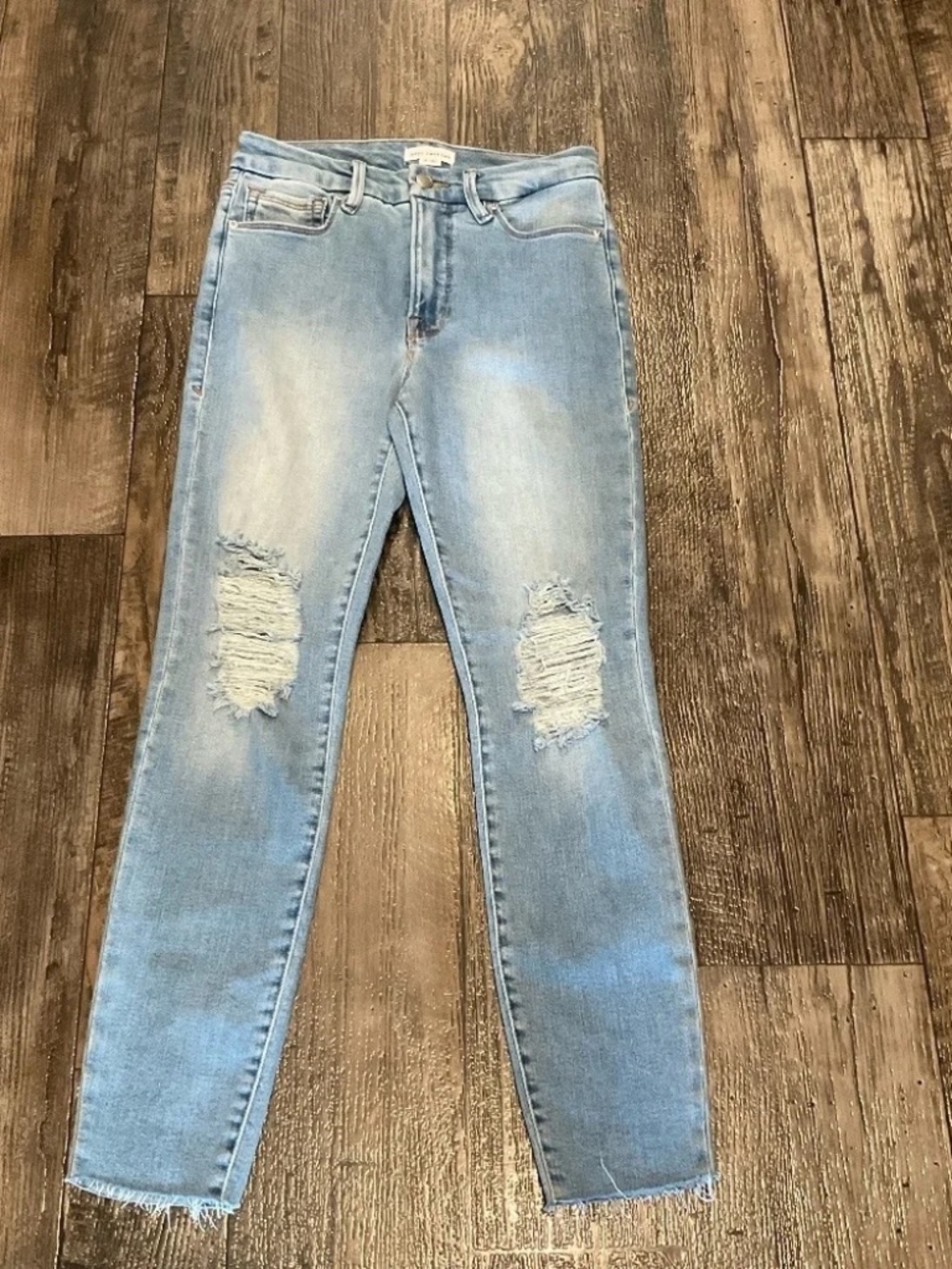 Good American Good Legs Distressed Skinny Jeans Light Wash 4/27 NWOT - Picture 5 of 6